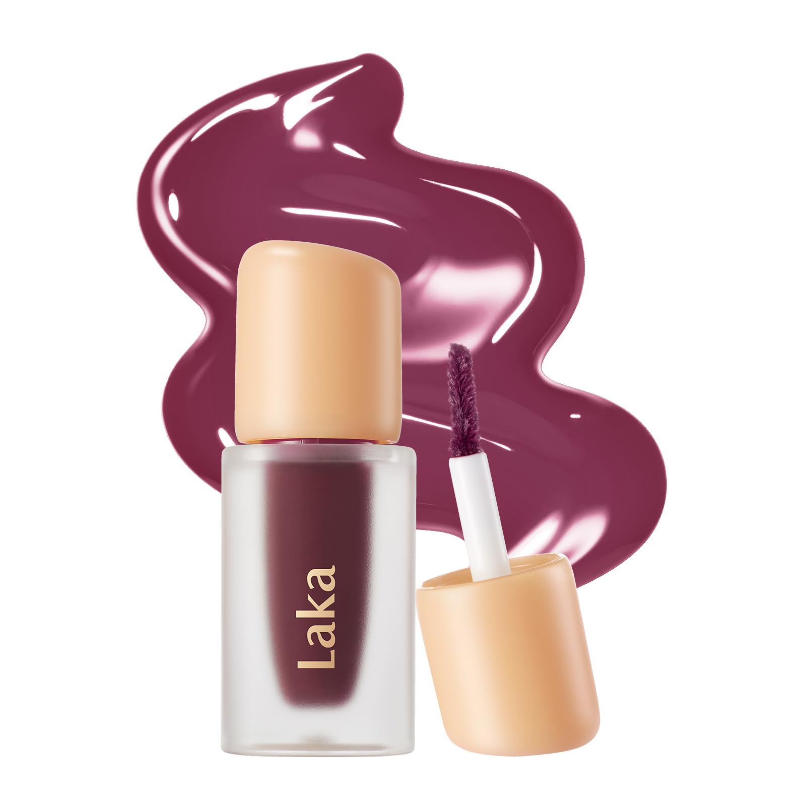 Laka Fruity Glam Lip Tint Mini, 1.9g/0.07oz, Glowing Lip Stain with Wide Color Spectrum, Hydrating & Lightweight Texture, Long-Lasting Bold Stain, Non-Sticky, Vegan, K-Beauty (#124 Maro)