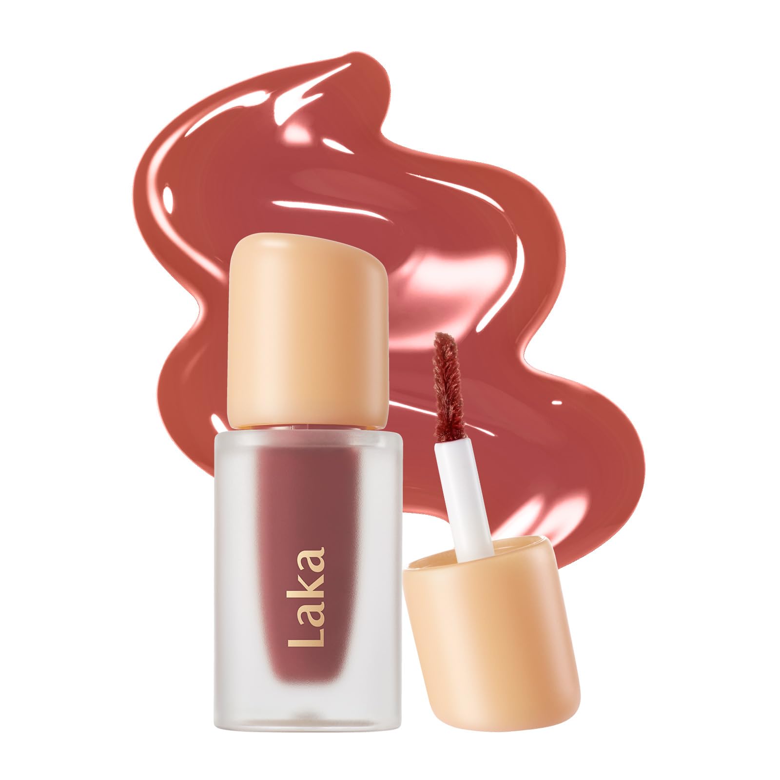 Laka Fruity Glam Lip Tint Mini, 1.9g/0.07oz, Glowing Lip Stain with Wide Color Spectrum, Hydrating & Lightweight Texture, Long-Lasting Bold Stain, Non-Sticky, Vegan, K-Beauty (#124 Maro)