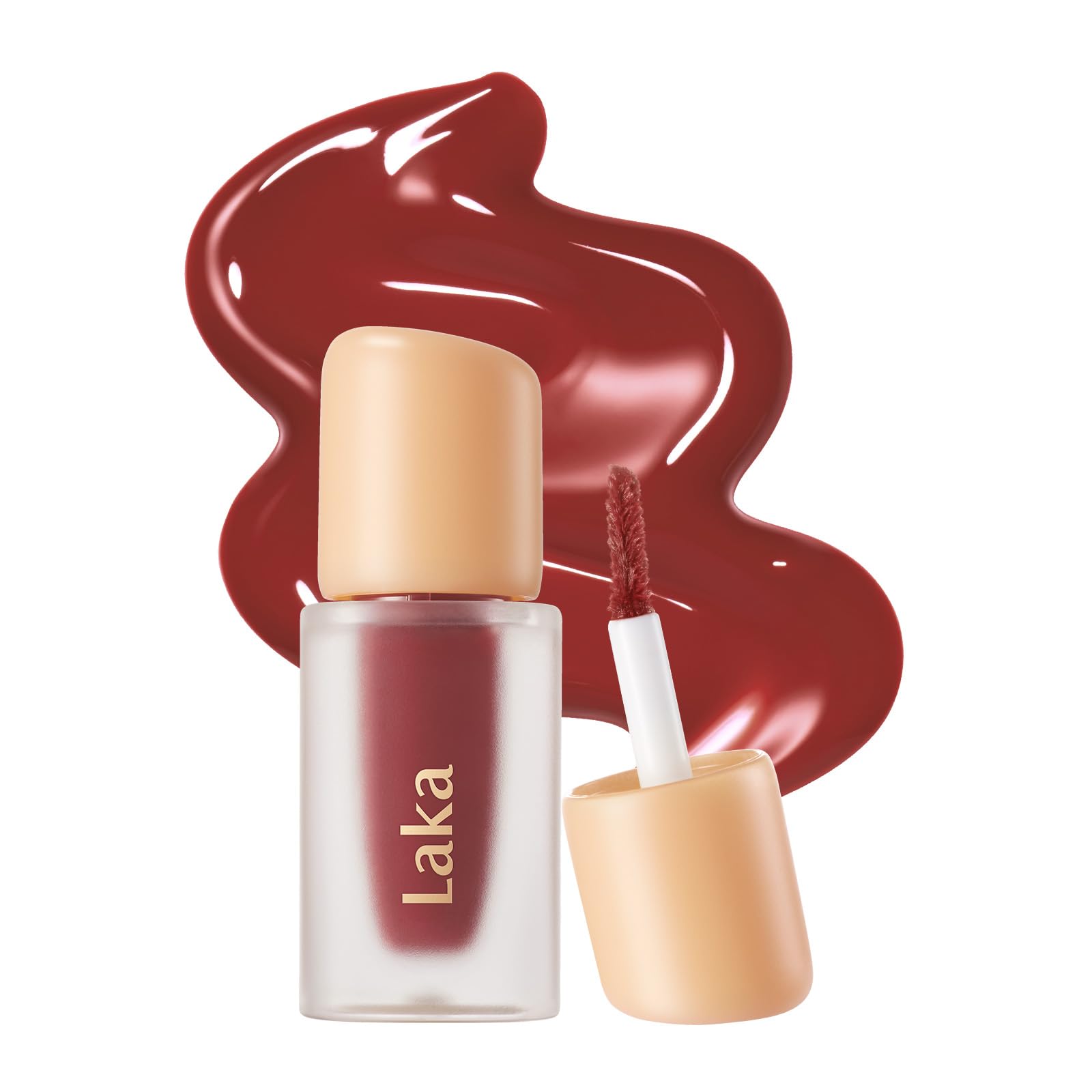 Laka Fruity Glam Lip Tint Mini, 1.9g/0.07oz, Glowing Lip Stain with Wide Color Spectrum, Hydrating & Lightweight Texture, Long-Lasting Bold Stain, Non-Sticky, Vegan, K-Beauty (#124 Maro)