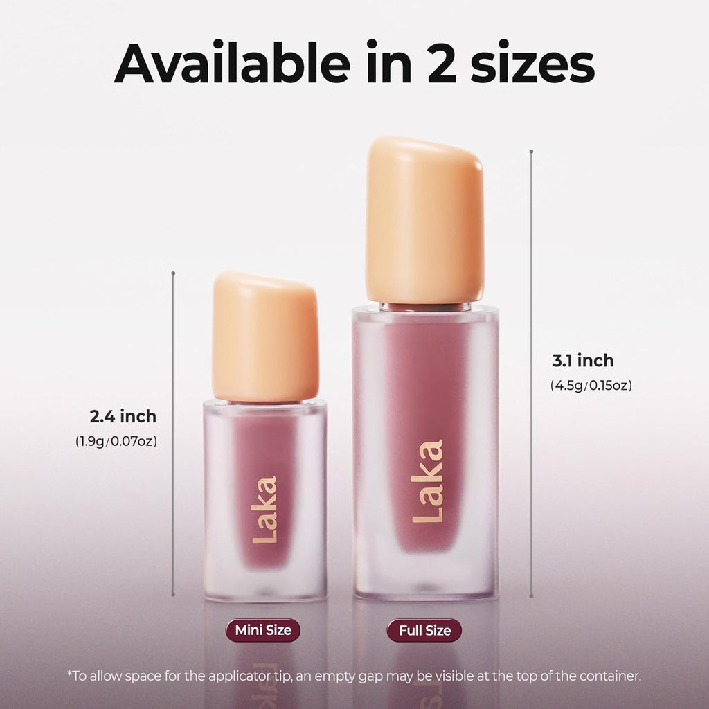 Laka Fruity Glam Lip Tint Mini, 1.9g/0.07oz, Glowing Lip Stain with Wide Color Spectrum, Hydrating & Lightweight Texture, Long-Lasting Bold Stain, Non-Sticky, Vegan, K-Beauty (#124 Maro)