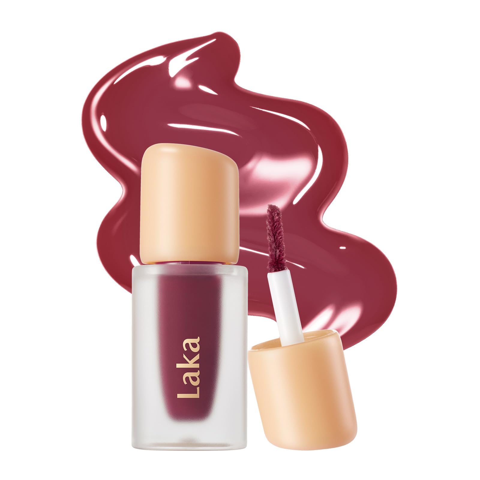 Laka Fruity Glam Lip Tint Mini, 1.9g/0.07oz, Glowing Lip Stain with Wide Color Spectrum, Hydrating & Lightweight Texture, Long-Lasting Bold Stain, Non-Sticky, Vegan, K-Beauty (#124 Maro)