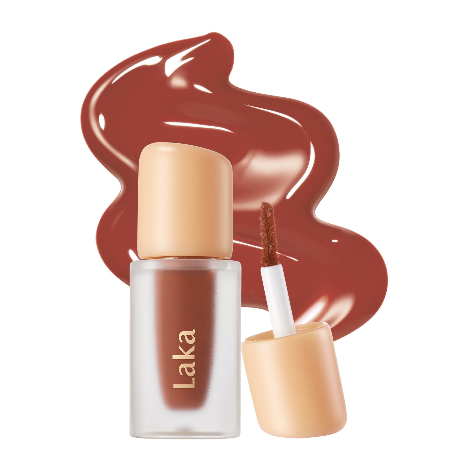 Laka Fruity Glam Lip Tint Mini, 1.9g/0.07oz, Glowing Lip Stain with Wide Color Spectrum, Hydrating & Lightweight Texture, Long-Lasting Bold Stain, Non-Sticky, Vegan, K-Beauty (#124 Maro)