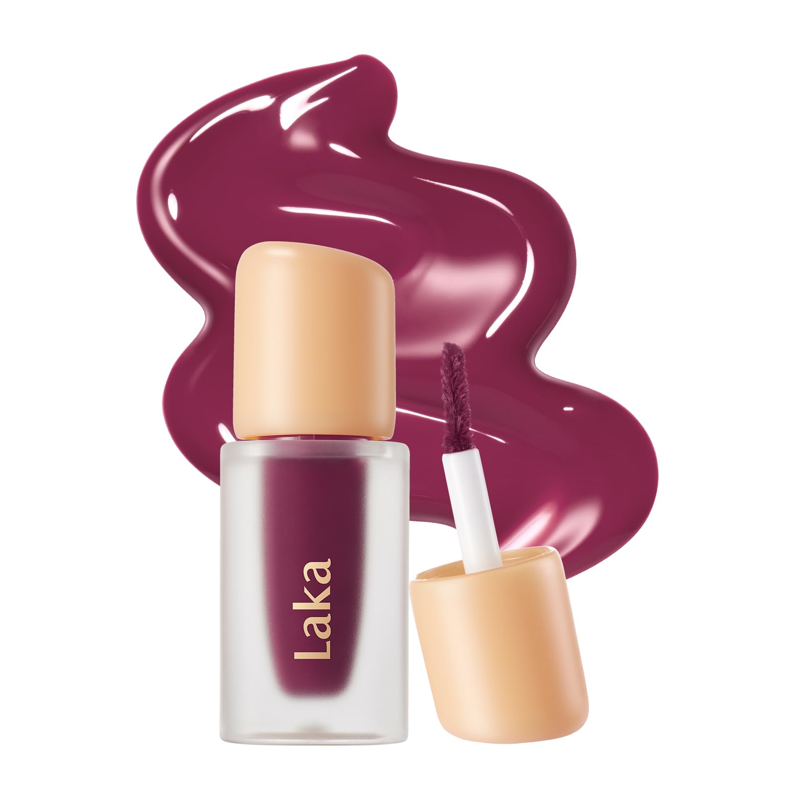 Laka Fruity Glam Lip Tint Mini, 1.9g/0.07oz, Glowing Lip Stain with Wide Color Spectrum, Hydrating & Lightweight Texture, Long-Lasting Bold Stain, Non-Sticky, Vegan, K-Beauty (#124 Maro)