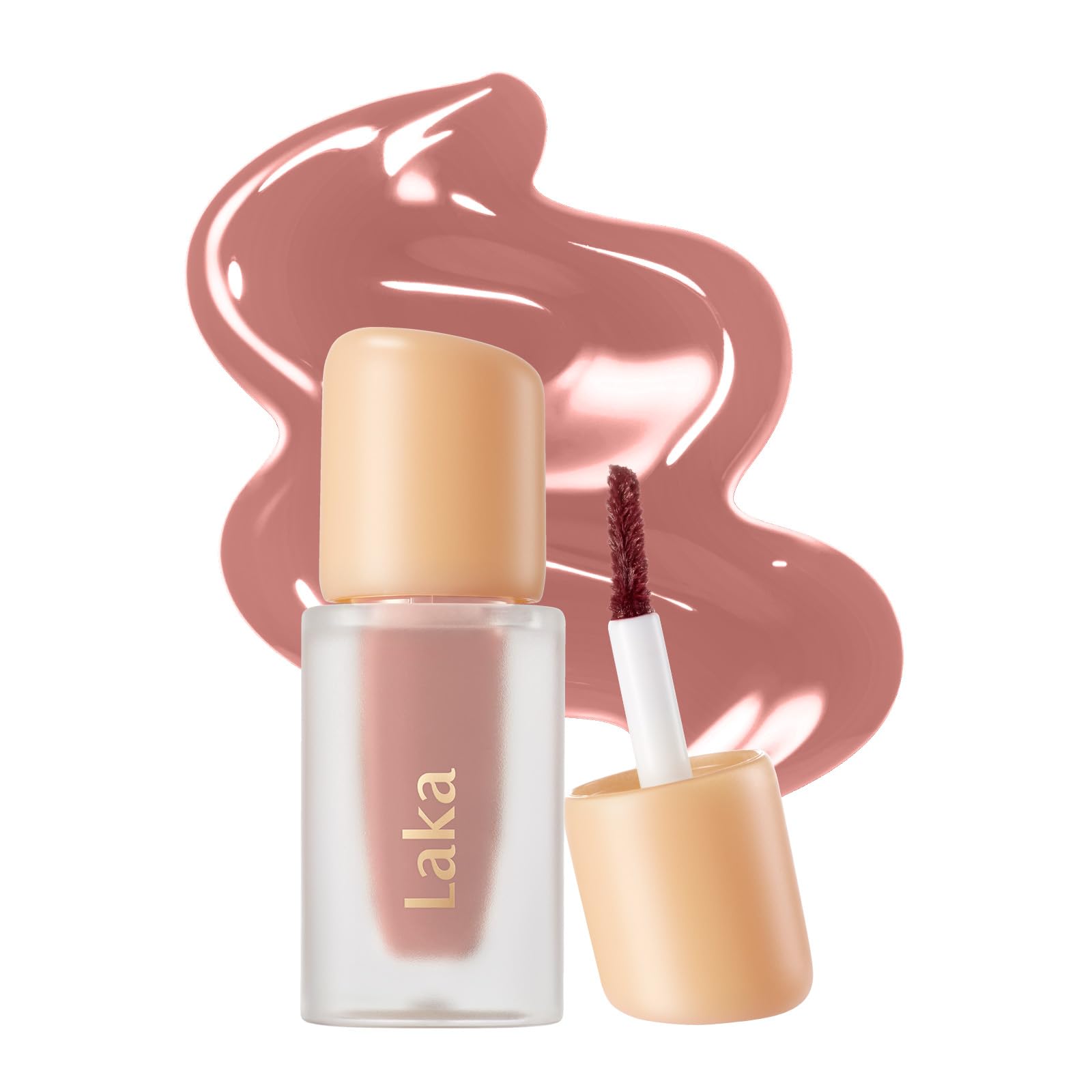 Laka Fruity Glam Lip Tint Mini, 1.9g/0.07oz, Glowing Lip Stain with Wide Color Spectrum, Hydrating & Lightweight Texture, Long-Lasting Bold Stain, Non-Sticky, Vegan, K-Beauty (#124 Maro)