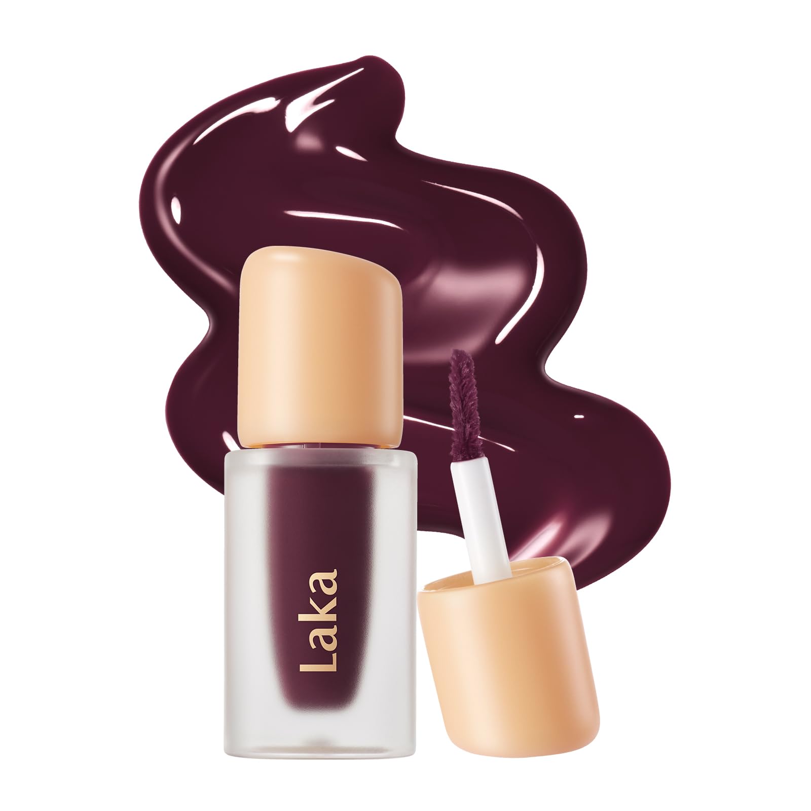 Laka Fruity Glam Lip Tint Mini, 1.9g/0.07oz, Glowing Lip Stain with Wide Color Spectrum, Hydrating & Lightweight Texture, Long-Lasting Bold Stain, Non-Sticky, Vegan, K-Beauty (#124 Maro)