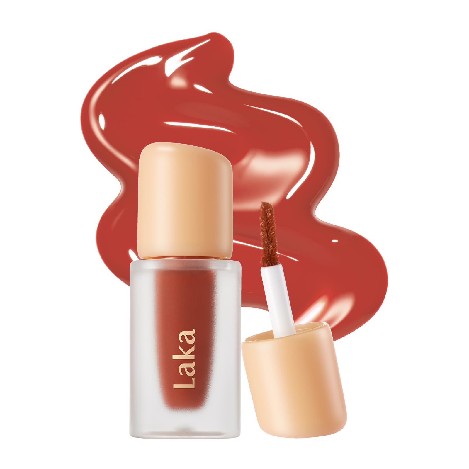 Laka Fruity Glam Lip Tint Mini, 1.9g/0.07oz, Glowing Lip Stain with Wide Color Spectrum, Hydrating & Lightweight Texture, Long-Lasting Bold Stain, Non-Sticky, Vegan, K-Beauty (#124 Maro)
