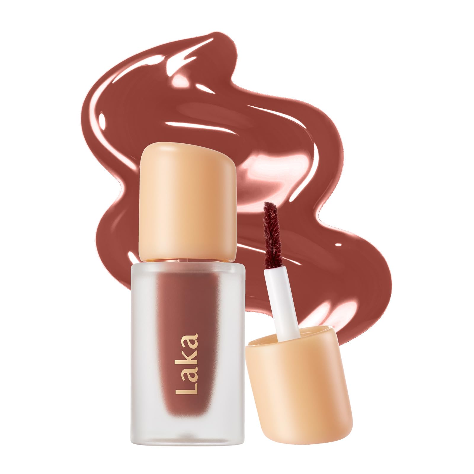 Laka Fruity Glam Lip Tint Mini, 1.9g/0.07oz, Glowing Lip Stain with Wide Color Spectrum, Hydrating & Lightweight Texture, Long-Lasting Bold Stain, Non-Sticky, Vegan, K-Beauty (#124 Maro)